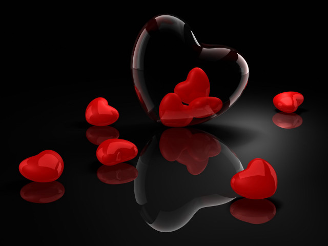 Heart reflections romantic love 3d free wallpaper - medium preview image