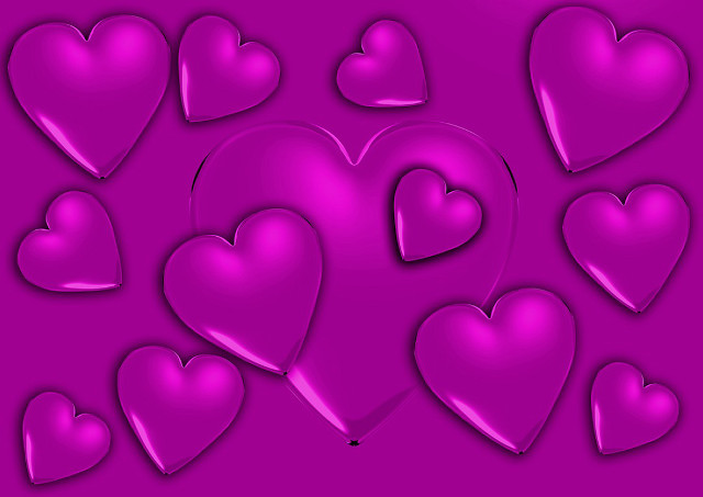 Pink hearts purple background black free wallpaper - medium preview image