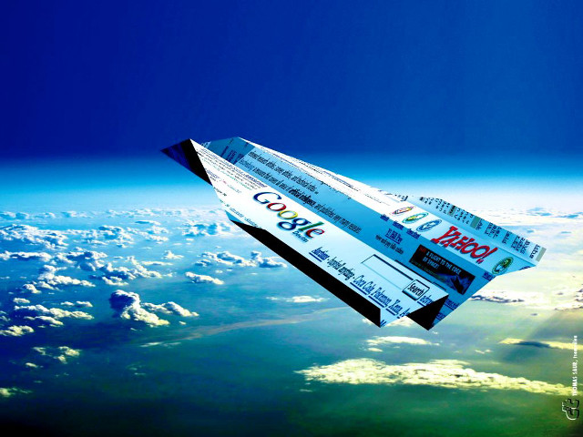 Paper airplane flying earth sky free wallpaper - medium preview image