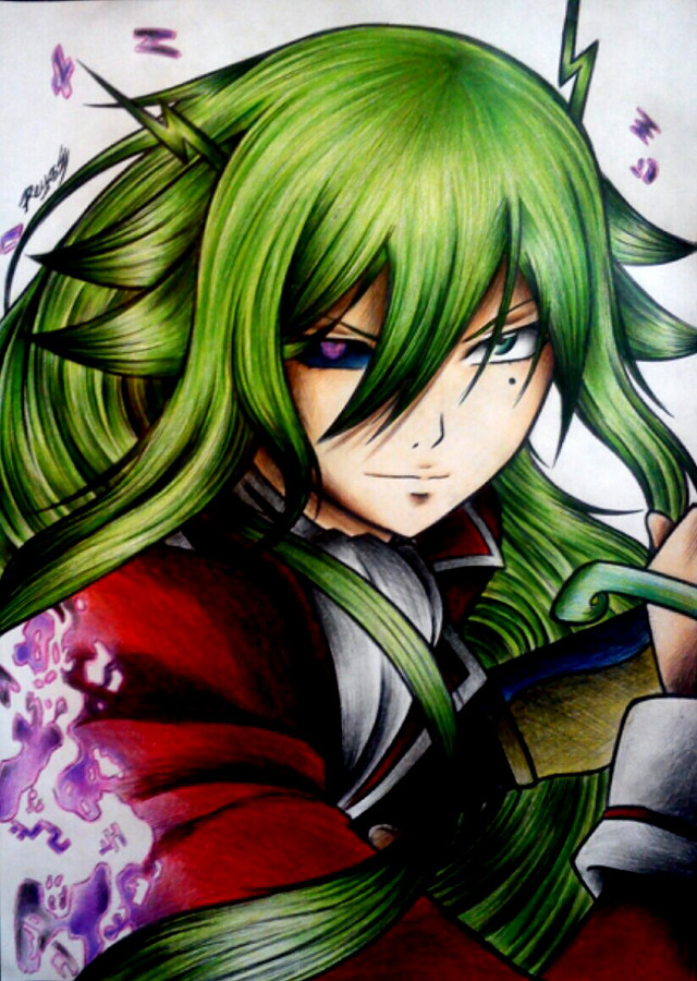 Girl green hair green wig free wallpaper - medium preview image