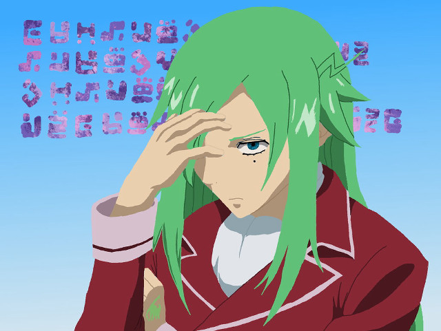 Green hair red jacket character free wallpaper - medium preview image