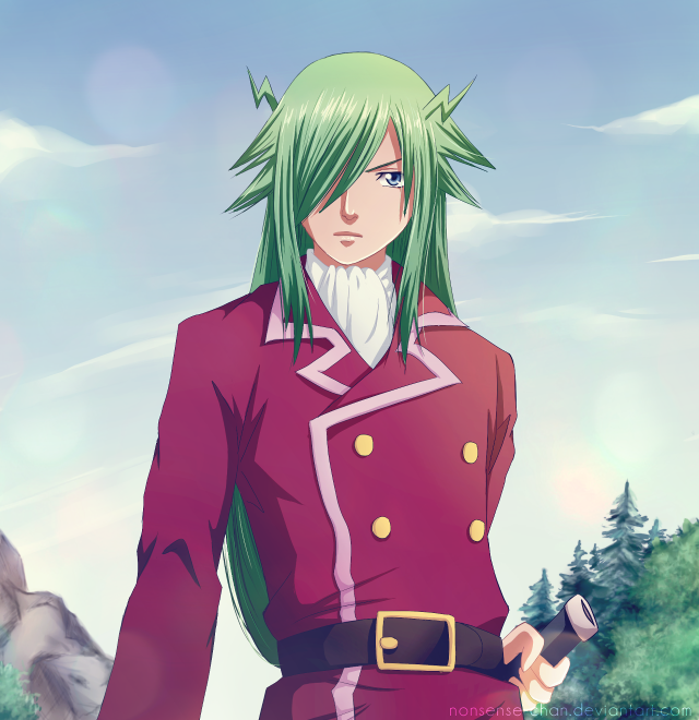 Man red uniform green hair free wallpaper - medium preview image