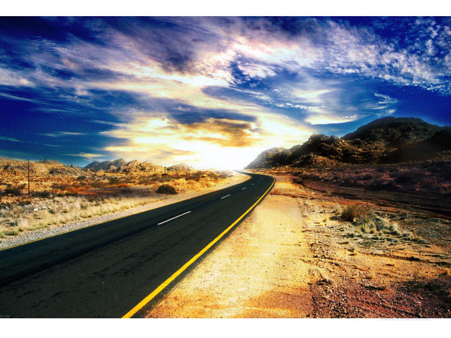 Road sky clouds sunset mountain free wallpaper - medium preview image