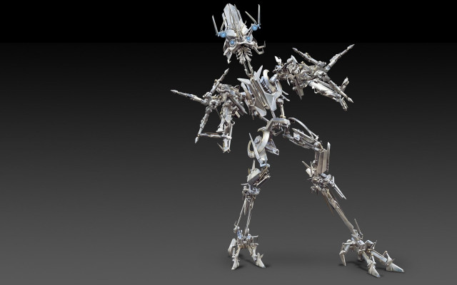 Robot standing gray surface gun free wallpaper - medium preview image