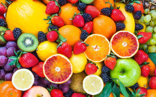 Fruit pattern pineapple oranges grapes free wallpaper - medium preview image