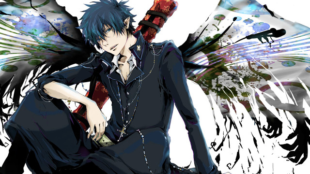 Blue hair man black hair free wallpaper - medium preview image