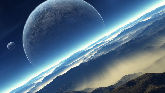 Distant planet mountains clouds space #3 free wallpaper - medium preview image