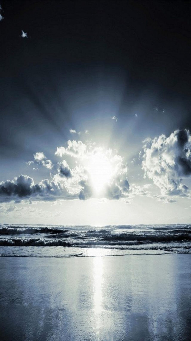 Sunshine clouds ocean beach waves #2 free wallpaper - medium preview image