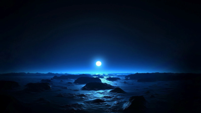 Dark ocean bright blue light free wallpaper - medium preview image