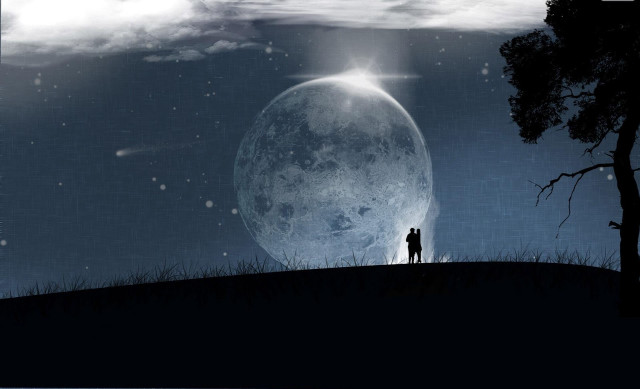 Man hill moon sky tree free wallpaper - medium preview image