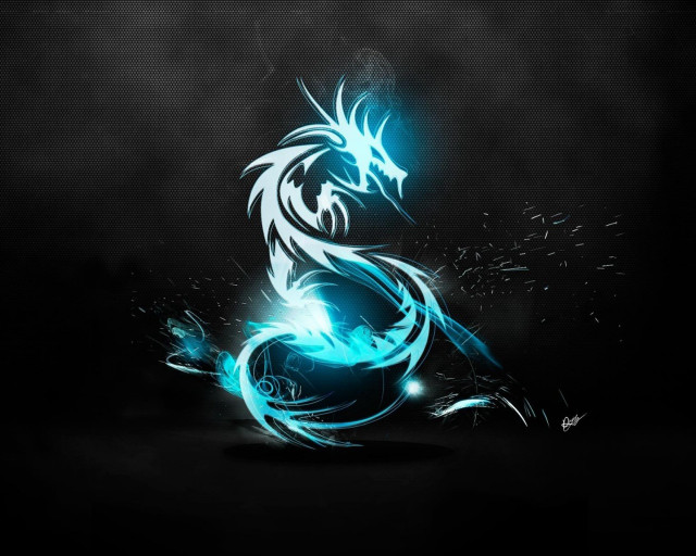 Blue dragon black background light free wallpaper - medium preview image