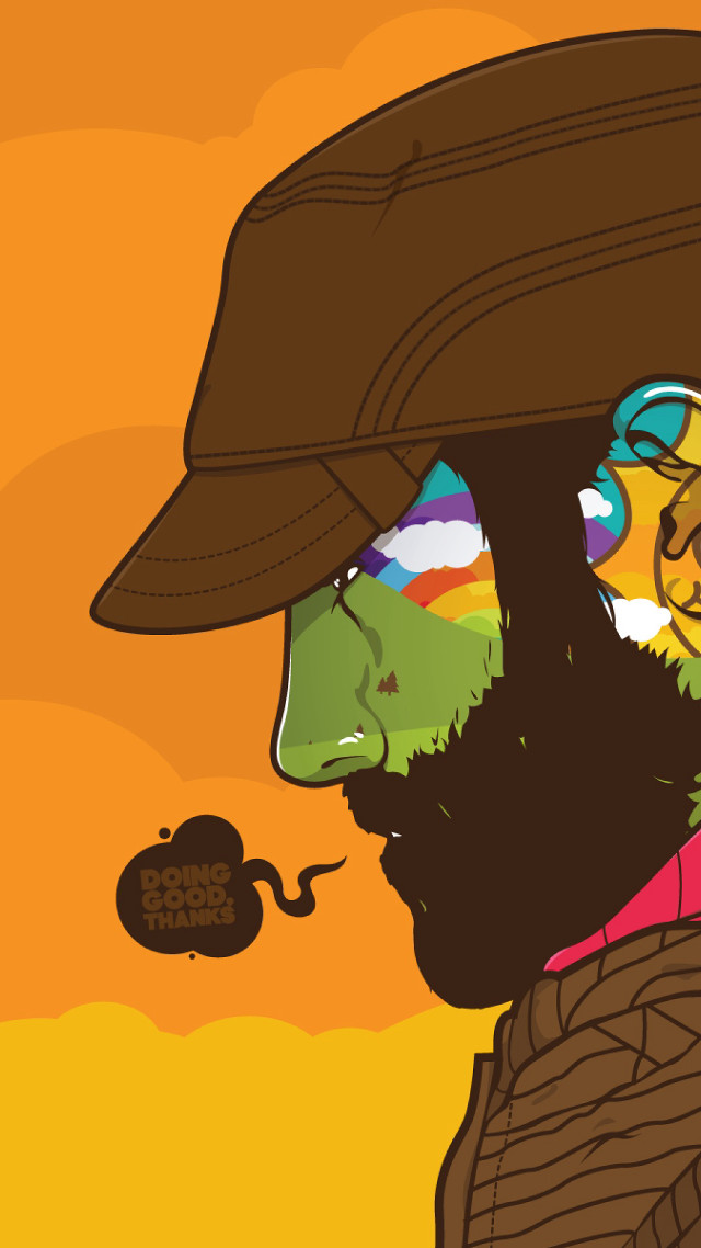 Man beard hat pipe rainbow free wallpaper - medium preview image
