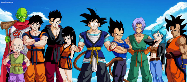 Dragon ball characters group blue free wallpaper - medium preview image