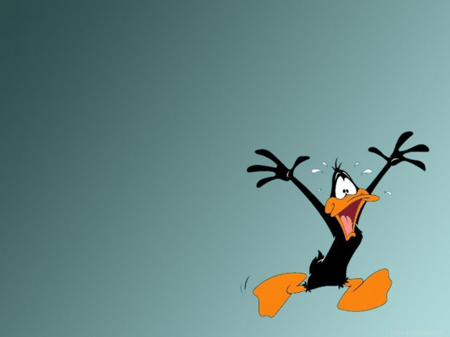 Cartoon duck jumping arms outstretched free wallpaper - medium preview image