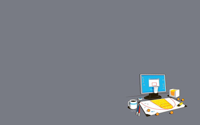 Computer monitor desk coffee pencil free wallpaper - medium preview image
