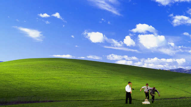 Two people walking field horse free wallpaper - medium preview image