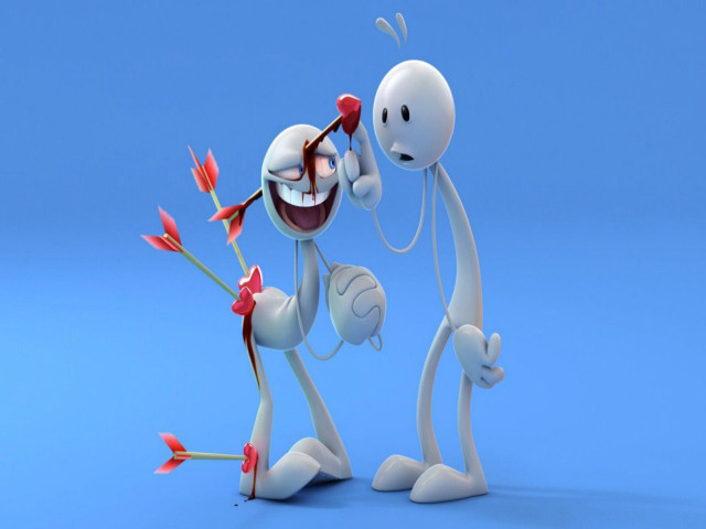 Two white cartoon characters red free wallpaper - medium preview image