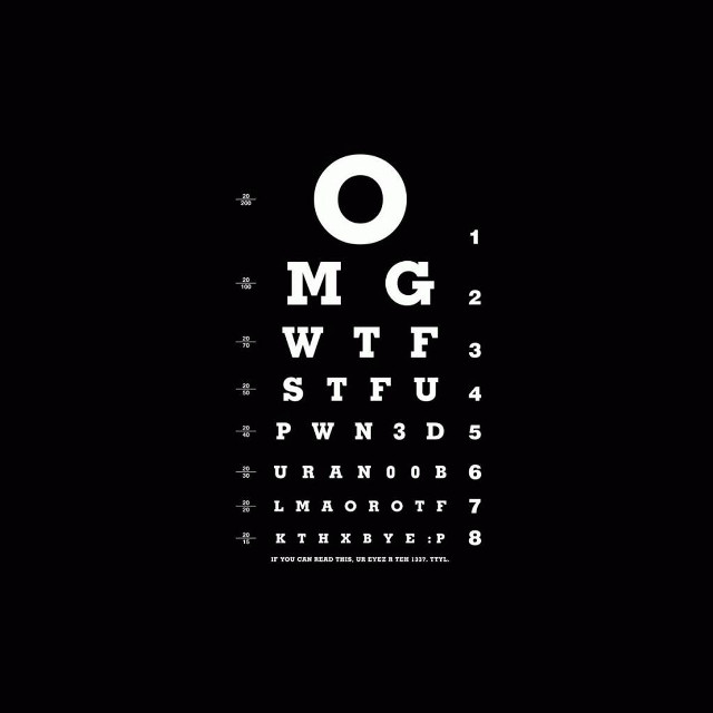 Eye chart black background white free wallpaper - medium preview image