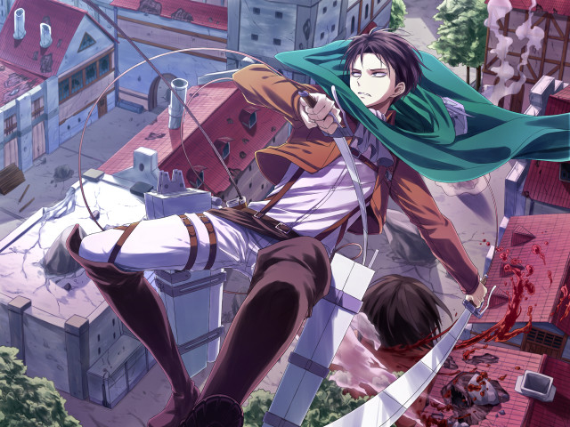 Man sword roof blood hands free wallpaper - medium preview image