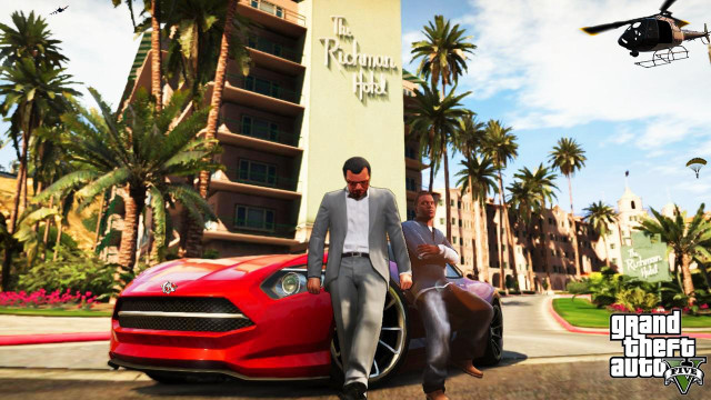 Man suit sunglasses red car free wallpaper - medium preview image