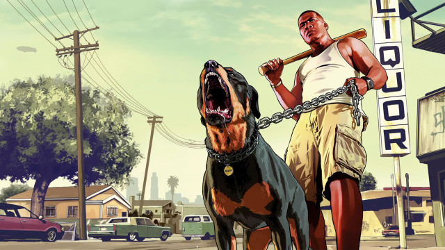 Man dog baseball bat city free wallpaper - medium preview image