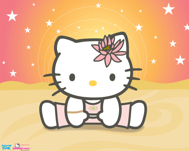 Hello kitty beach flower hair free wallpaper - medium preview image