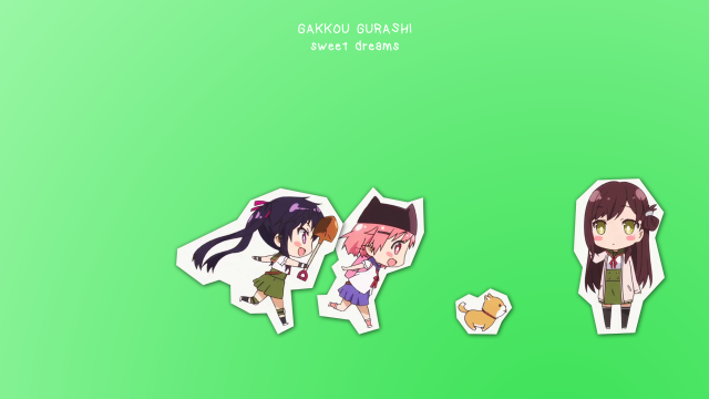 Green background anime characters white free wallpaper - medium preview image