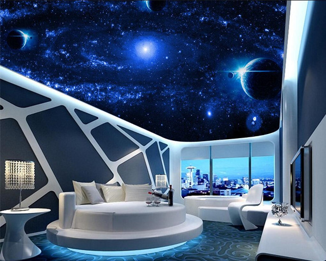 Bedroom large bed sky stars free wallpaper - medium preview image