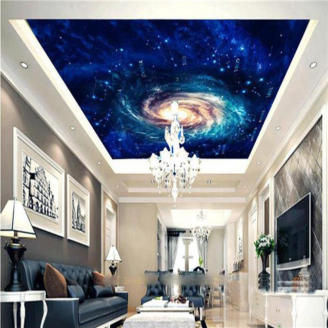 Living room galaxy ceiling chandelier free wallpaper - medium preview image