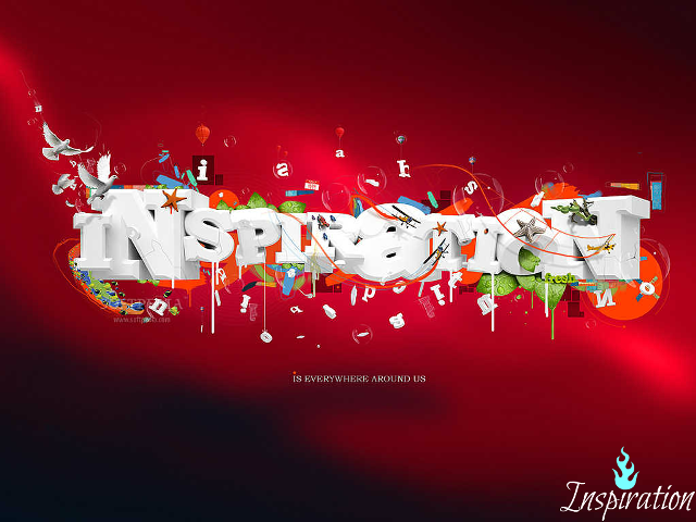 Inspire red background white black free wallpaper - medium preview image