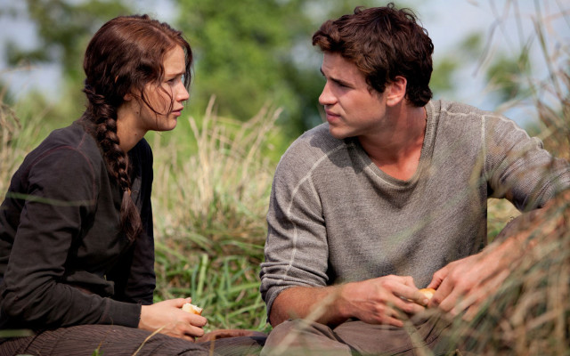 Man woman sitting tall grass free wallpaper - medium preview image