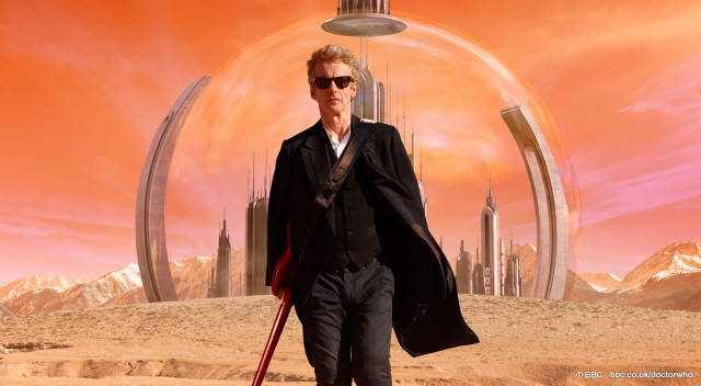 Futuristic city man suit beard free wallpaper - medium preview image