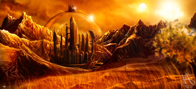 Castle mountains sky sun distant free wallpaper - medium preview image