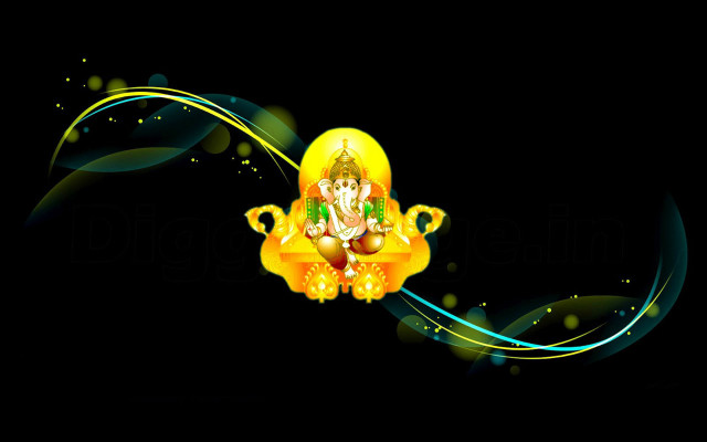 Ganesha black background gold design free wallpaper - medium preview image
