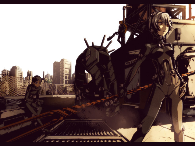 Anime couple city street large free wallpaper - medium preview image