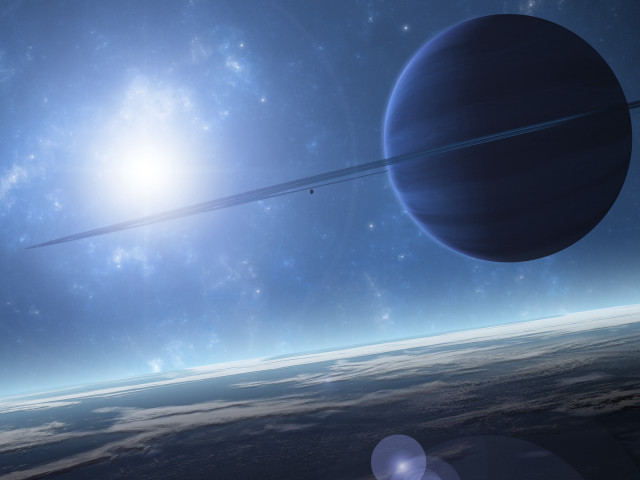 Space planet flying sun night #2 free wallpaper - medium preview image