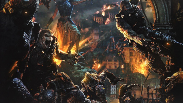 Demonic creatures dark city flames free wallpaper - medium preview image