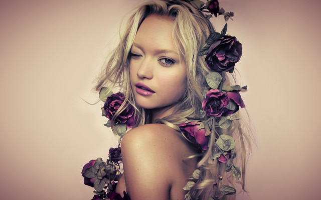 Woman flowers hair flower crown free wallpaper for desktop - medium preview image