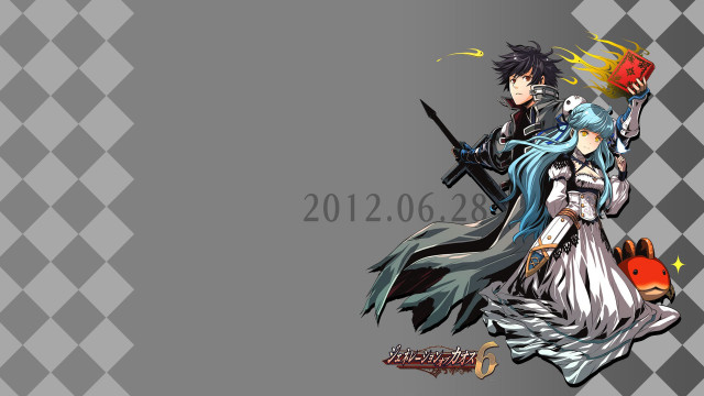 Anime couple swords red heart free wallpaper - medium preview image
