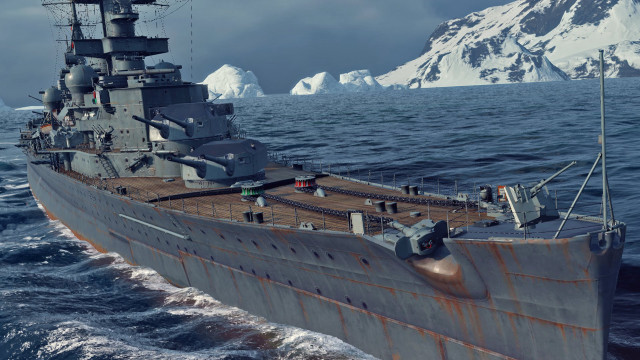 Large ship water mountains snow free wallpaper - medium preview image