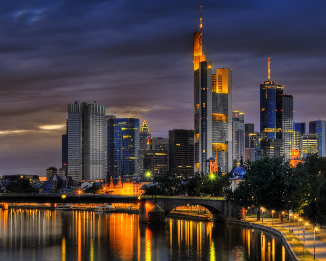 City skyline bridge river night #39 free wallpaper - medium preview image