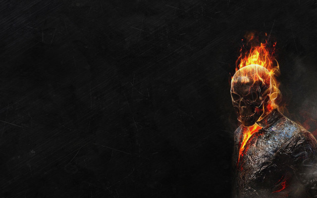 Man fire face black background free wallpaper - medium preview image