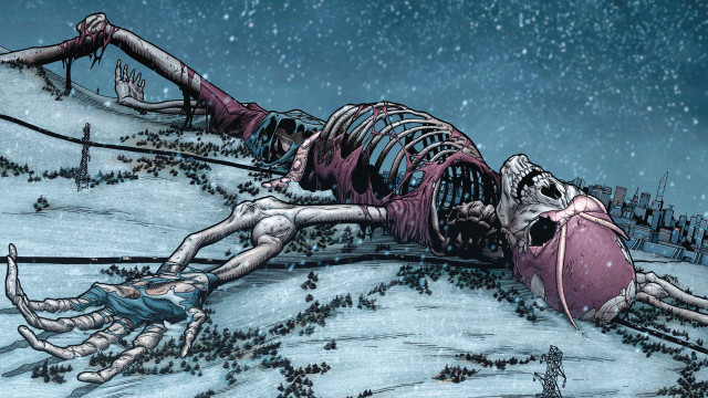 Skeleton snow person knife mouth free wallpaper - medium preview image
