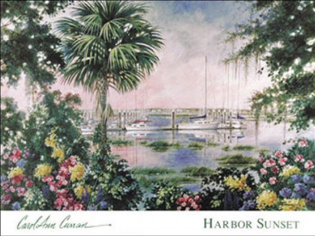 Harbor sunset boats palm trees free wallpaper - medium preview image