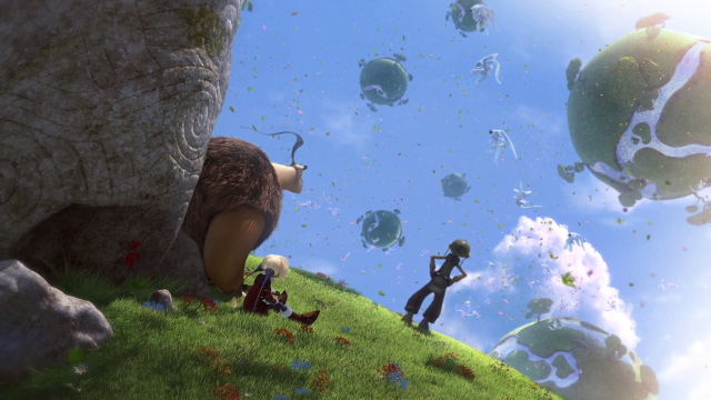 Cartoon man woman hill giant free wallpaper - medium preview image
