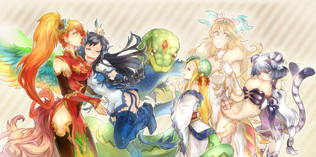 Anime characters line back view free wallpaper - medium preview image