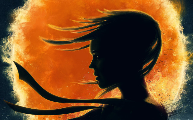 Woman fireball longhair night sky free wallpaper - medium preview image