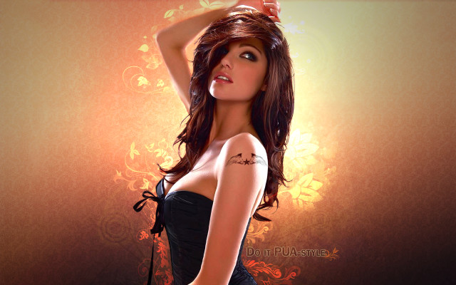 Woman tattoo posing flowers leaves free wallpaper - medium preview image