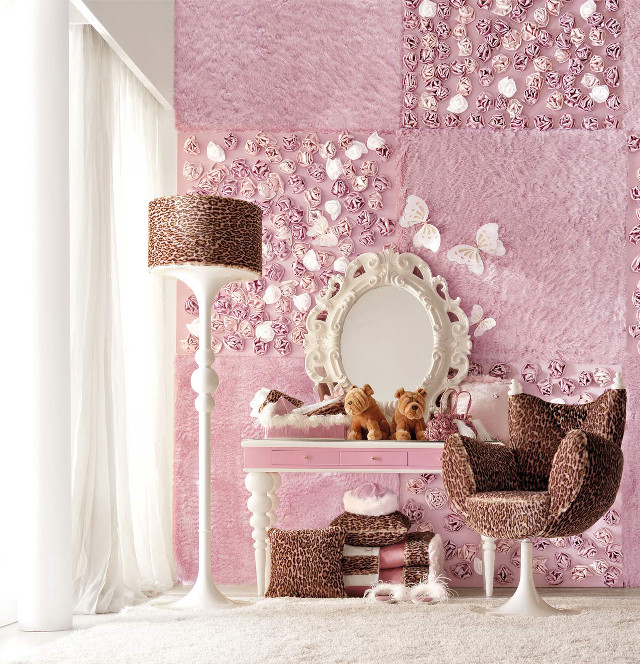 Pink wall white table teddy free wallpaper - medium preview image
