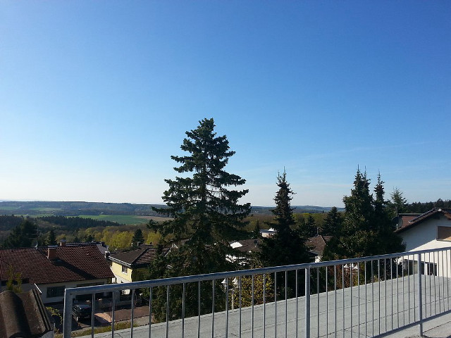 Balcony town view tree blue free wallpaper - medium preview image